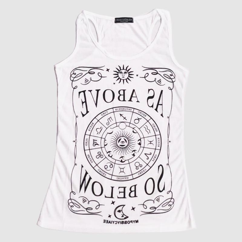 As Above So Below Moon Goddess Witchy Design Graphic Print Tank Top