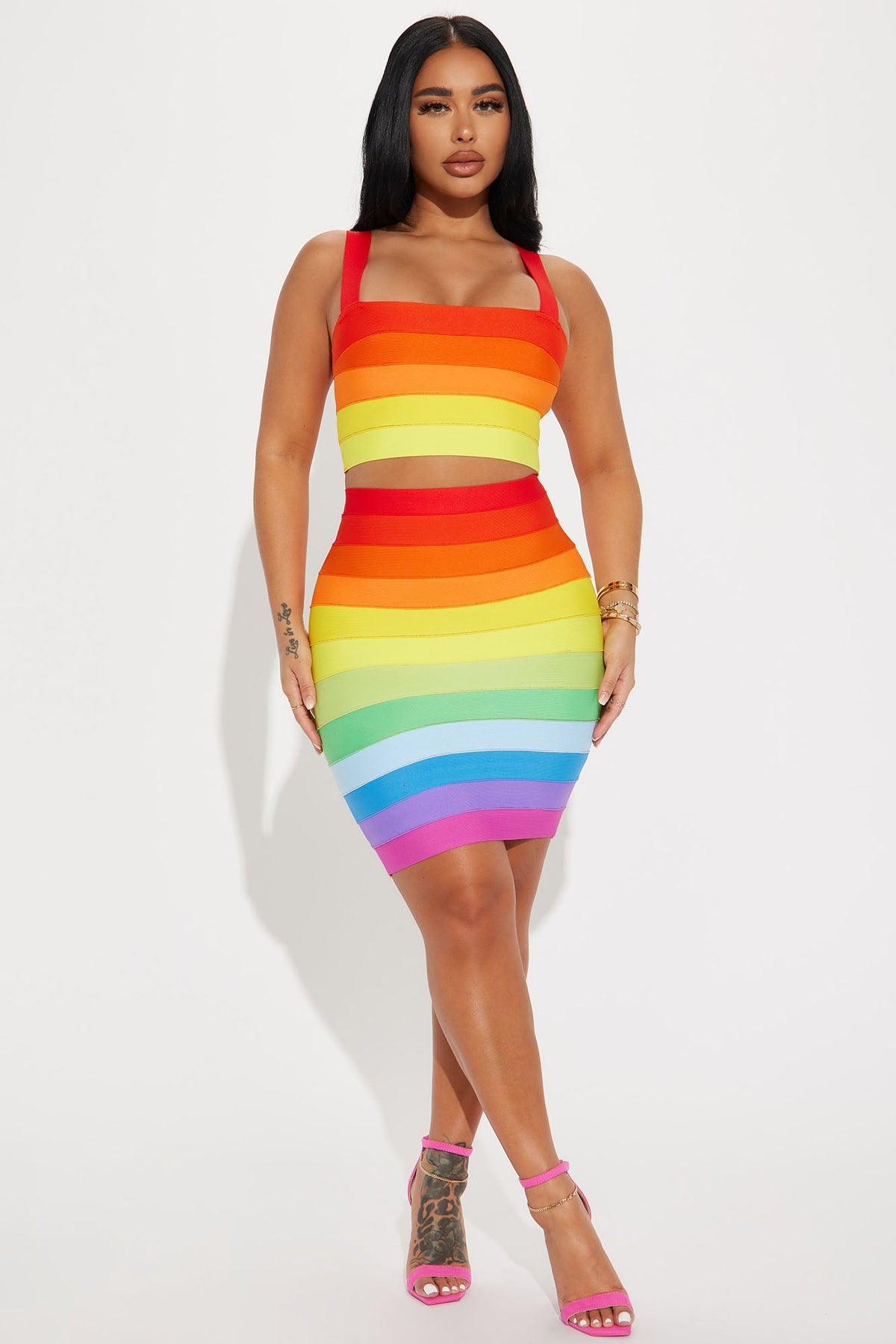 Rainbow Life Bandage Skirt Set - Multi Color