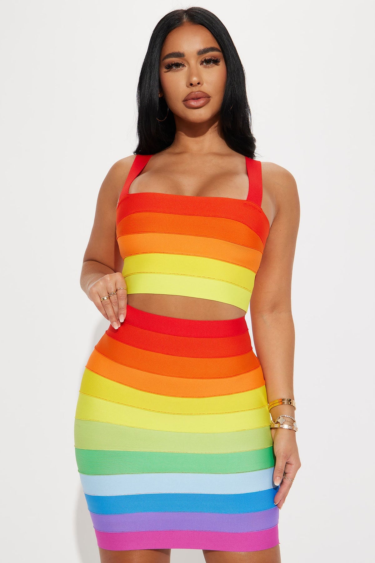 Rainbow Life Bandage Skirt Set - Multi Color