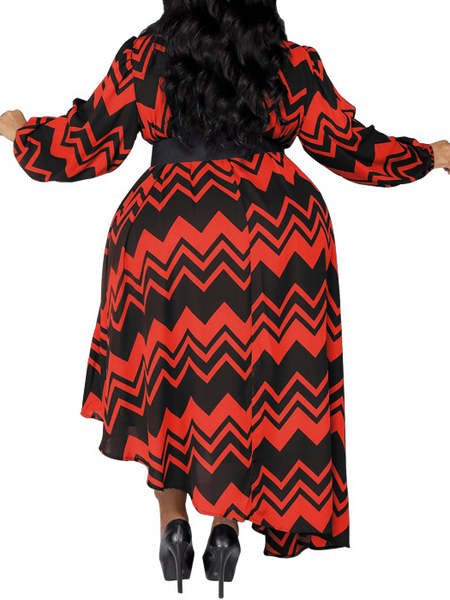 Striped Long-Sleeved Dress (With Belt) HFLDZA2QYS