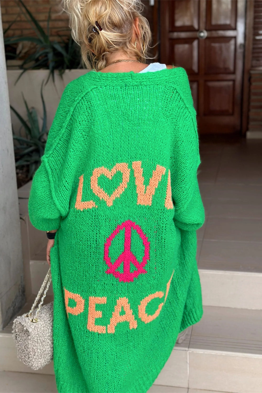 Love And Peace - Dropped Shoulder Long Sleeve Cardigan