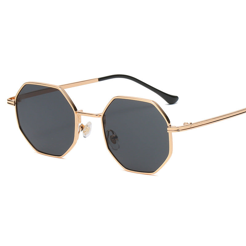 Metal Framed Polygonal Retro Trendy Sunglasses