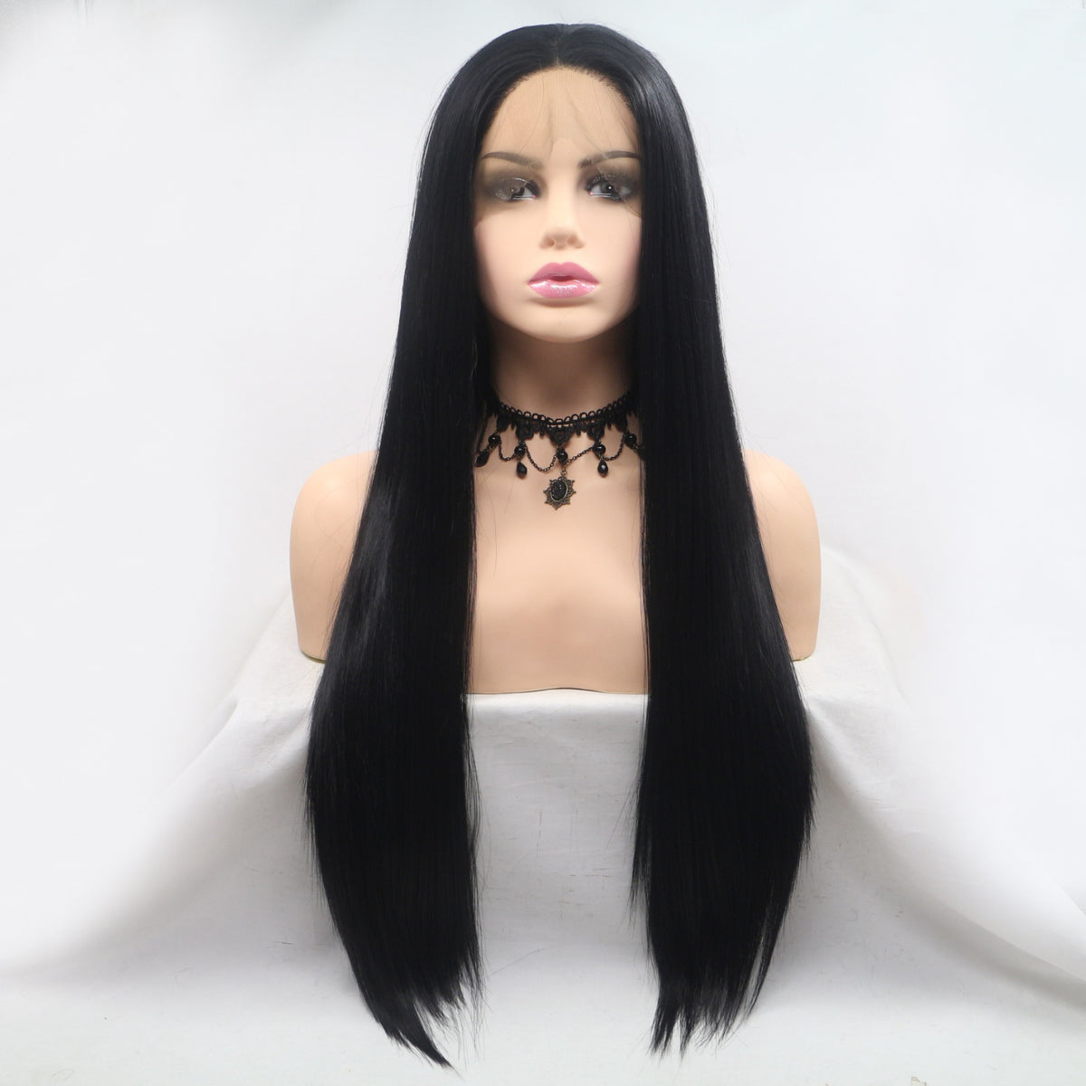 13x3 Lace Front Synthetic Wig – Long Straight 24-Inch, 130% Density