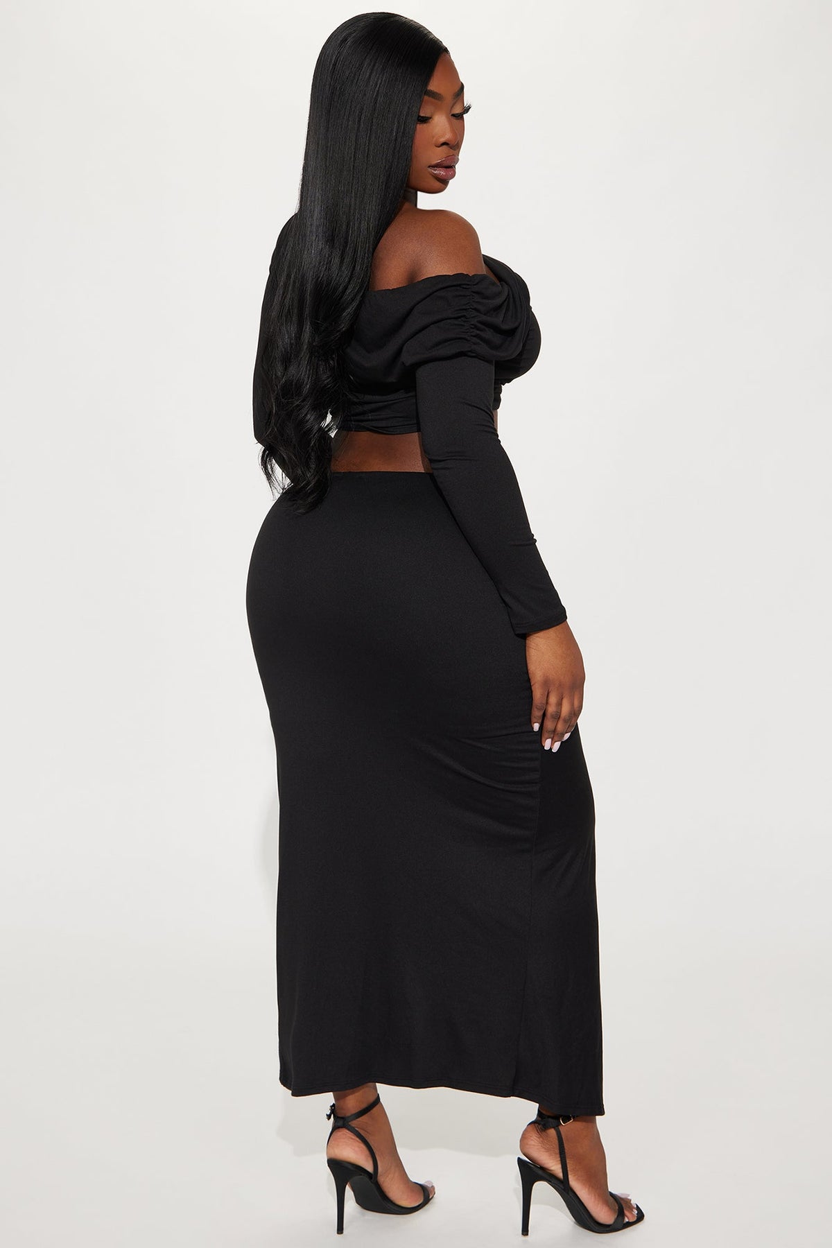 Jenna Off Shoulder Skirt Set - Black