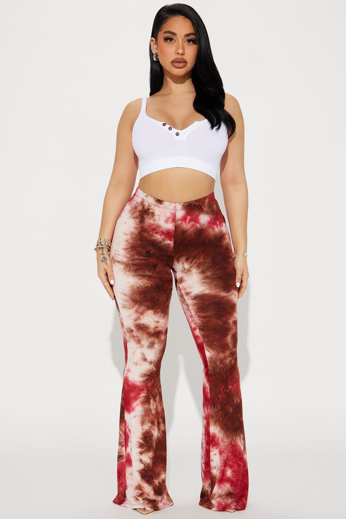 Good Vibes Flare Pant - Red/combo