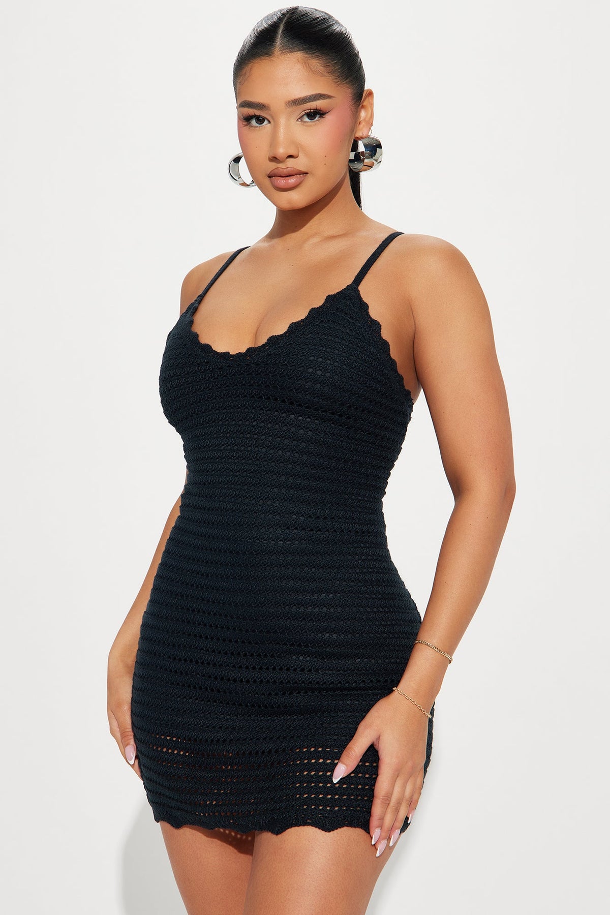 Hannah Crochet Mini Dress - Black