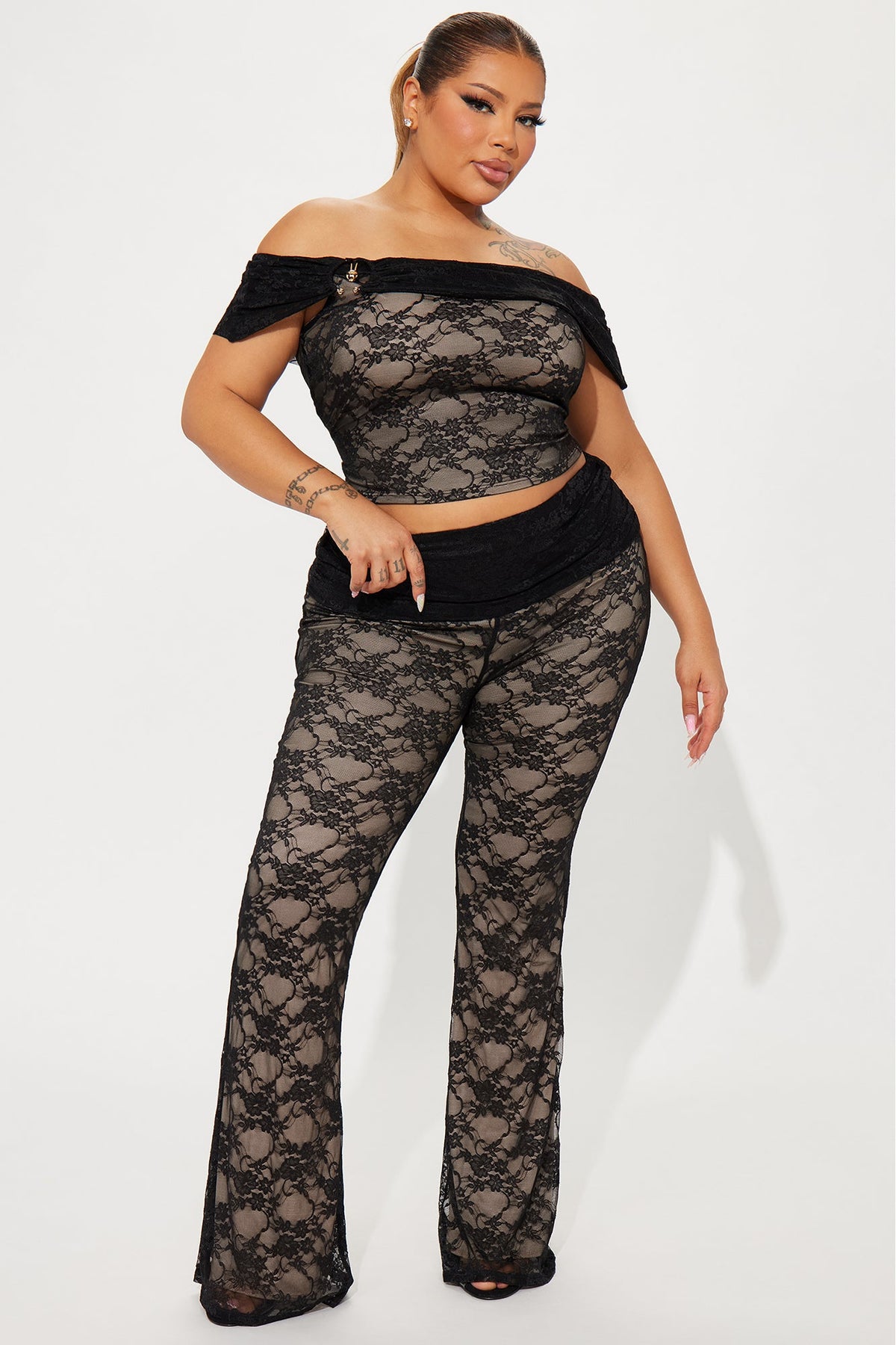 Poetic Romance Lace Pant Set - Black