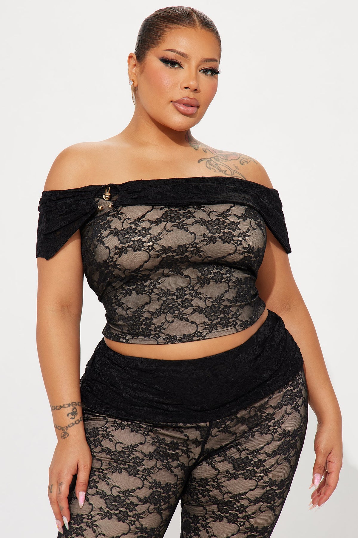 Poetic Romance Lace Pant Set - Black