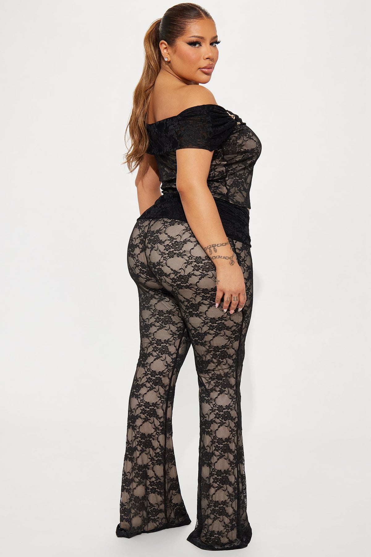 Poetic Romance Lace Pant Set - Black