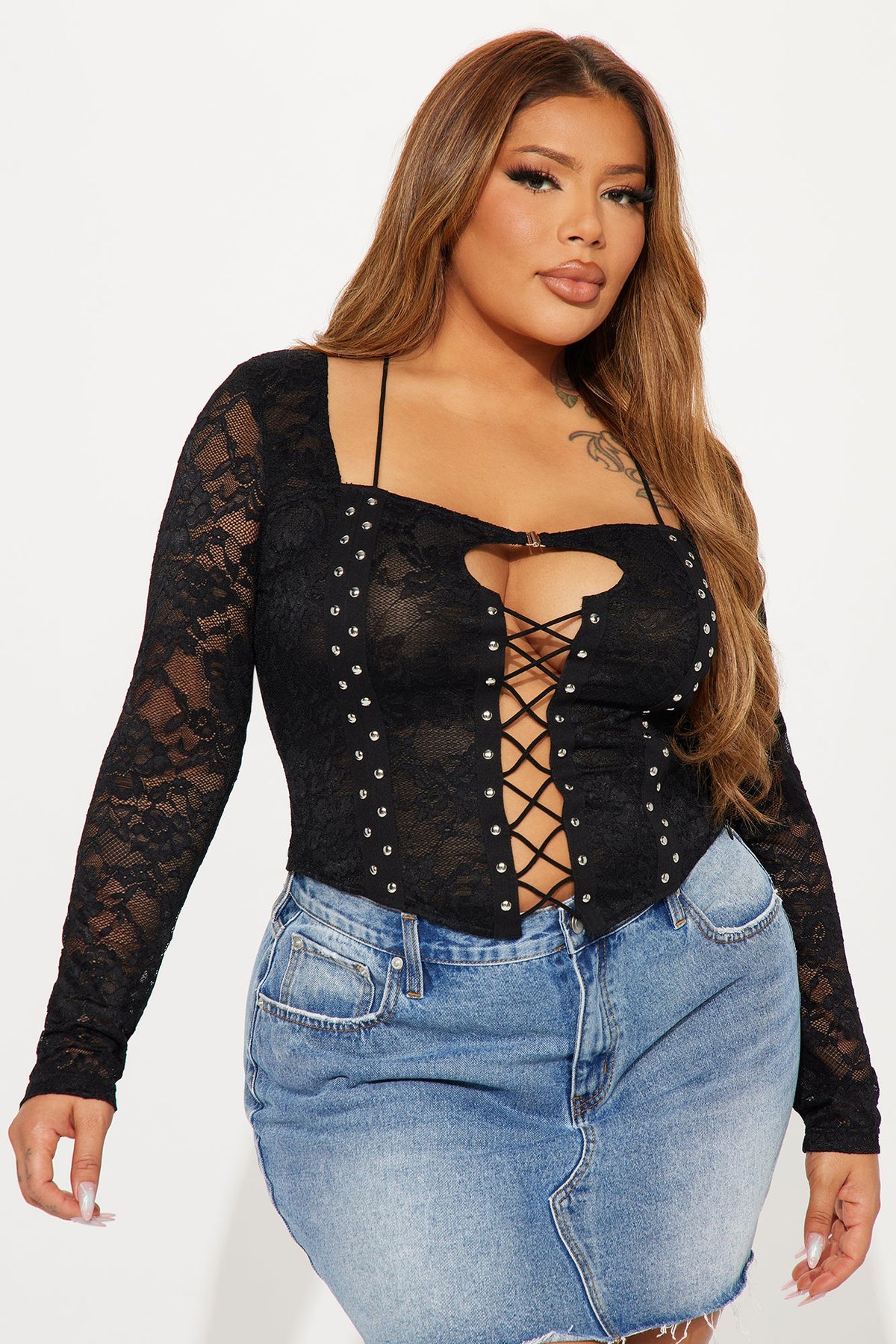 Into Me Lace Top - Black