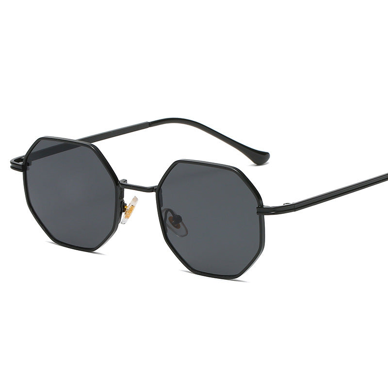 Metal Framed Polygonal Retro Trendy Sunglasses