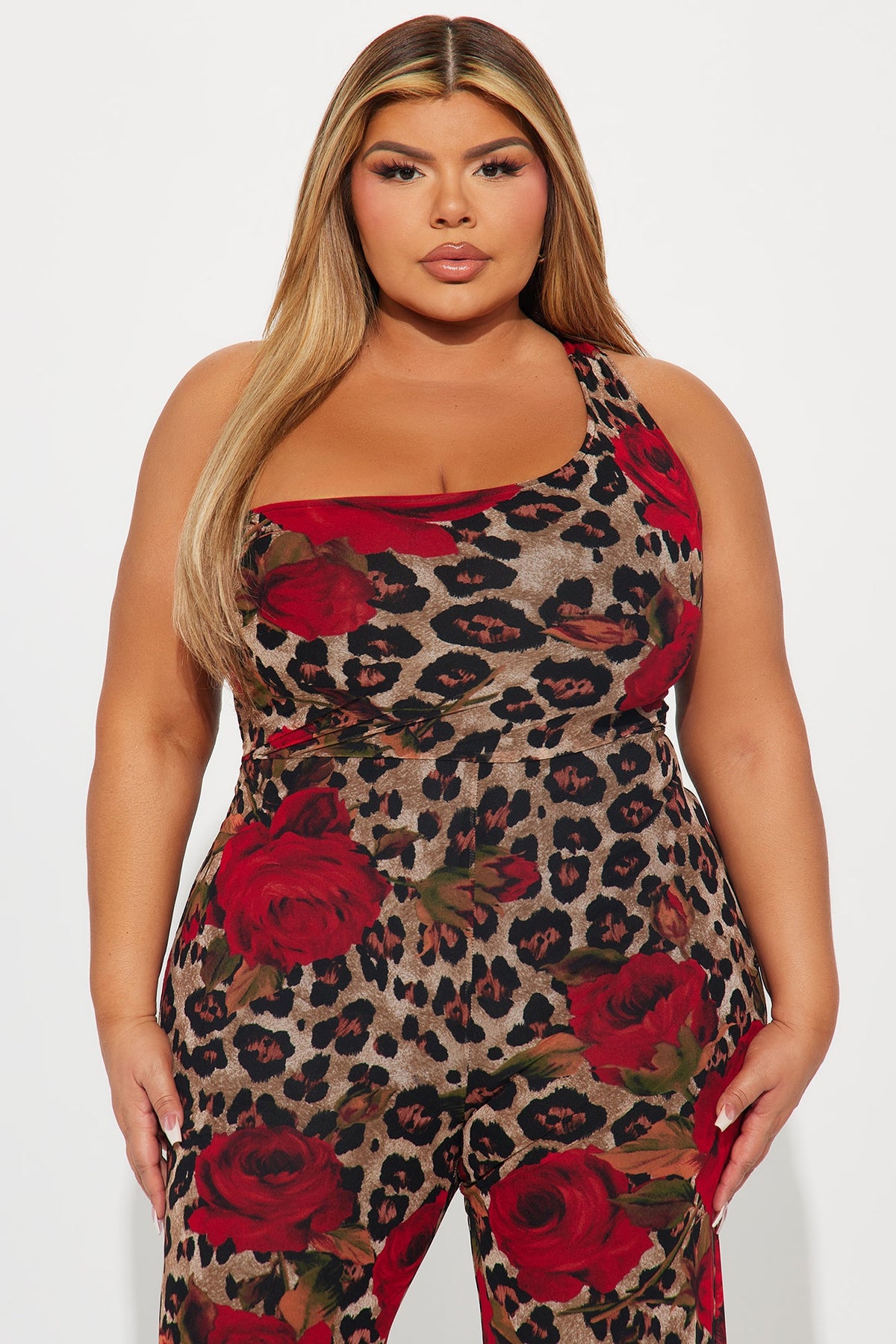 Leopard Rose Jumpsuit - Brown/combo