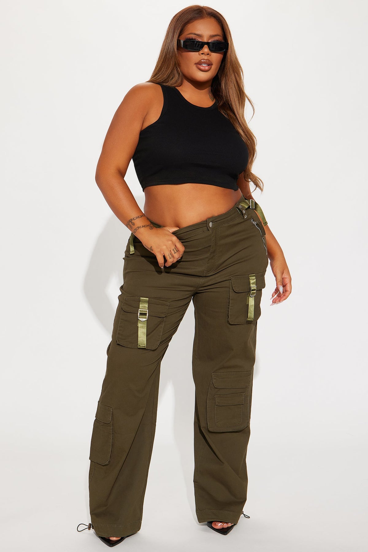 I'm In Town Wide Leg Cargo Jogger - Olive