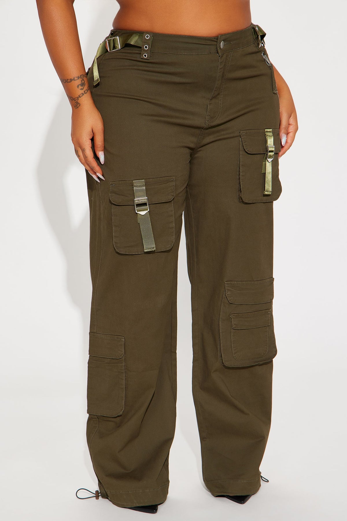 I'm In Town Wide Leg Cargo Jogger - Olive