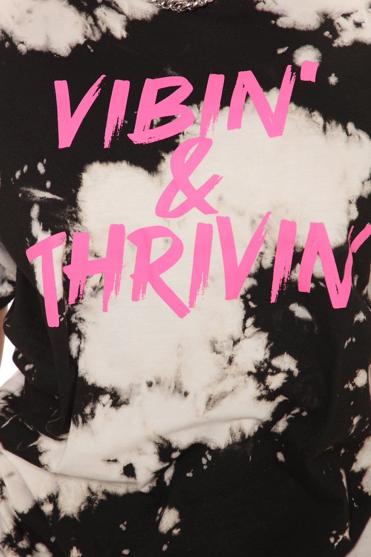 Positive Vibin' Tie Dye Top - Black/White