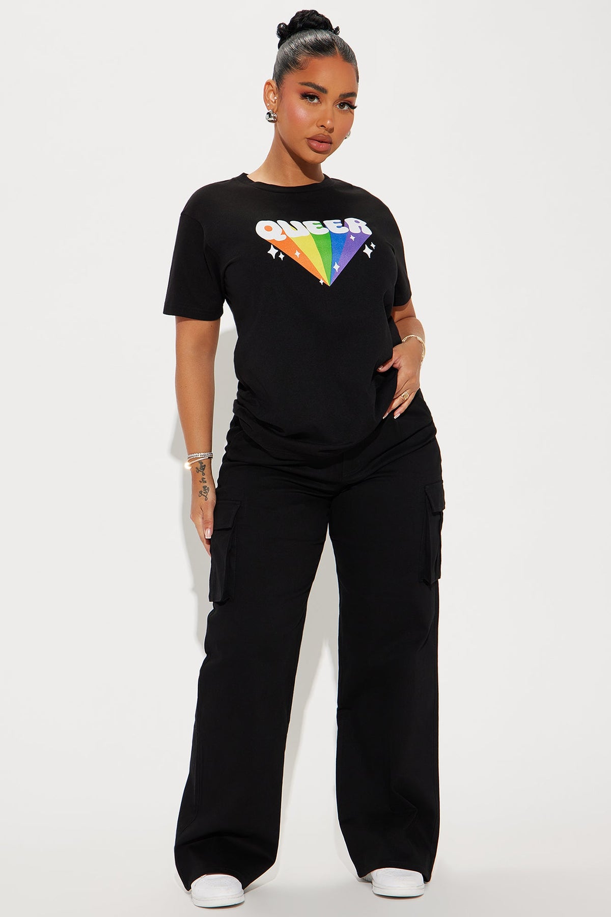 Here And Queer Rainbow Tee - Black