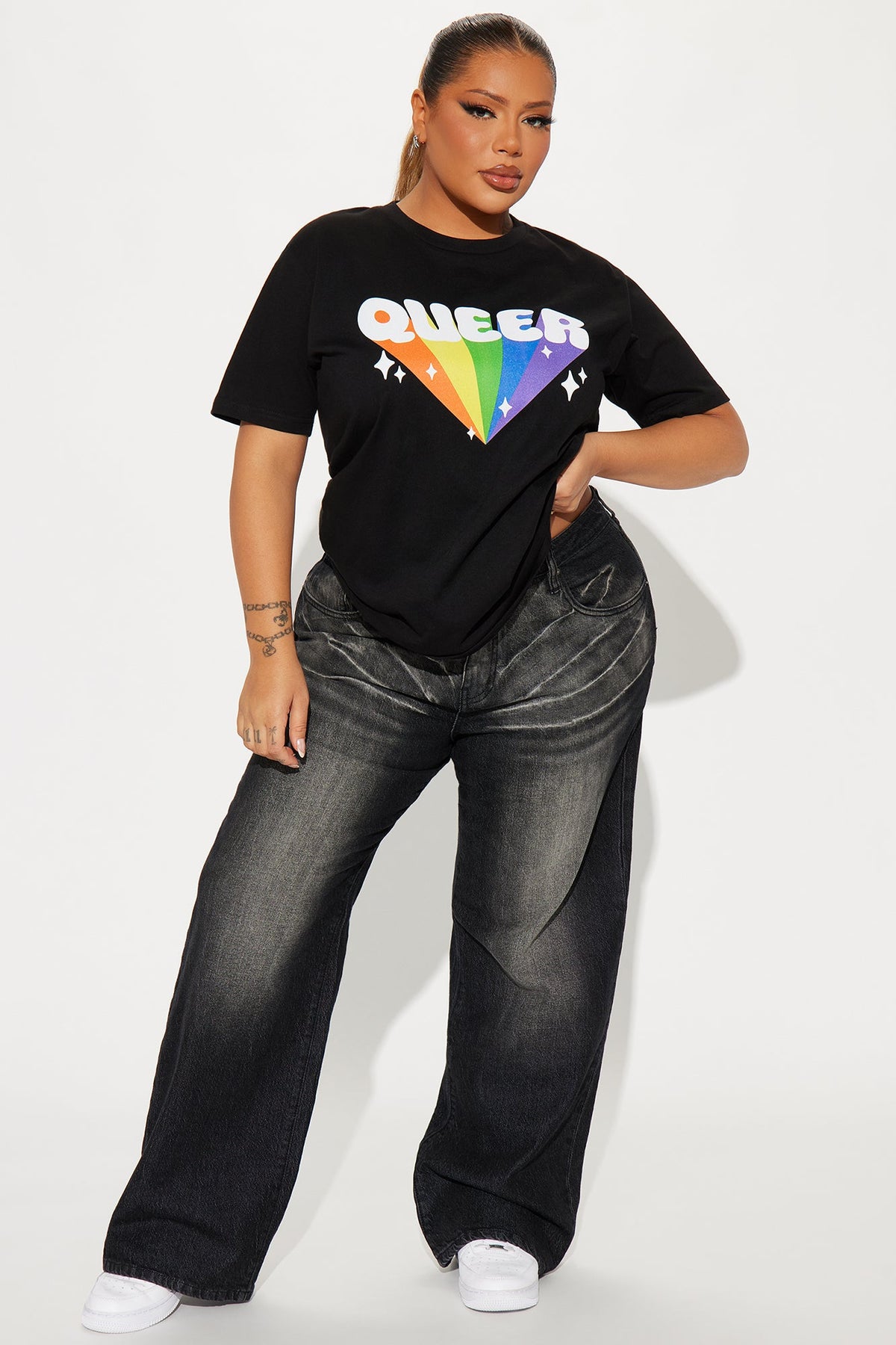 Here And Queer Rainbow Tee - Black