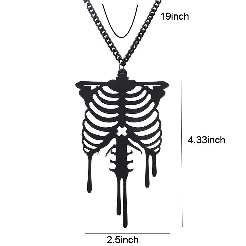 Dark Dripping Skeleton Rib Cage Necklace