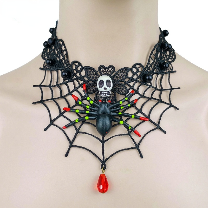 Red Batty For You Lace Choker Necklace For Women Black Layered Necklace