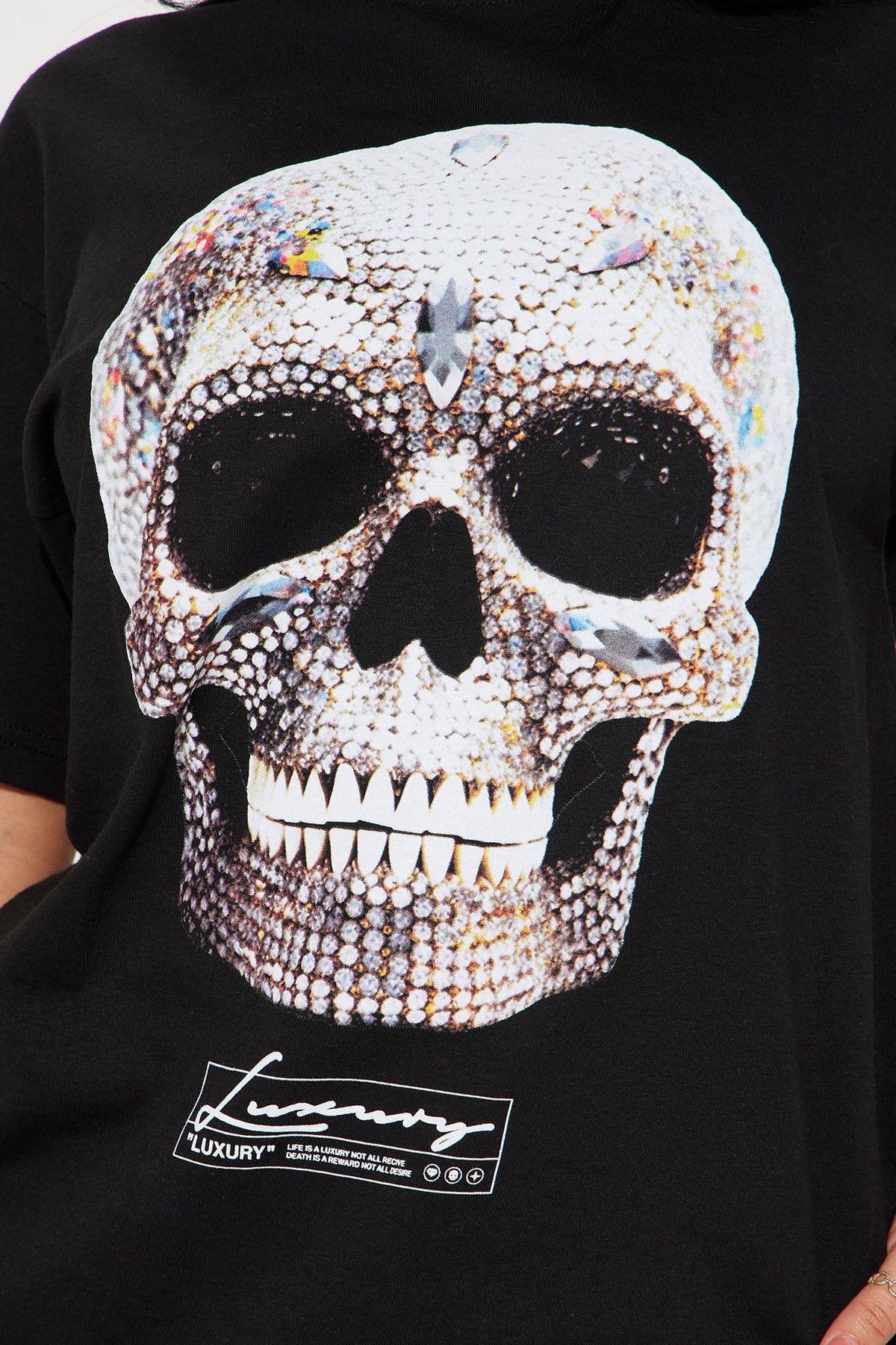 Made Of Diamonds Skull Graphic Tee - Black