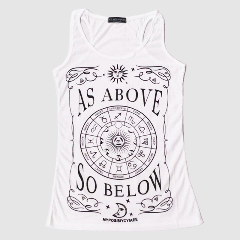 As Above So Below Moon Goddess Witchy Design Graphic Print Tank Top