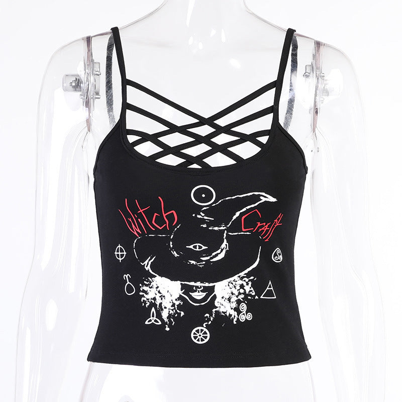 Punk Rock Goth Girl Graphic Printed Tank Tops and Tee Shirts Various Style Sexy Summer Festival Fashion Crop Tops