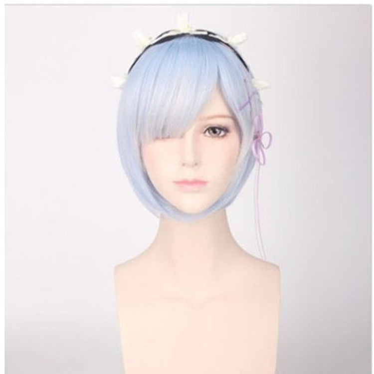 Split Bang Tapered Bob Hairstyle Cosplay Wig in Pale Blue or Pale Pink