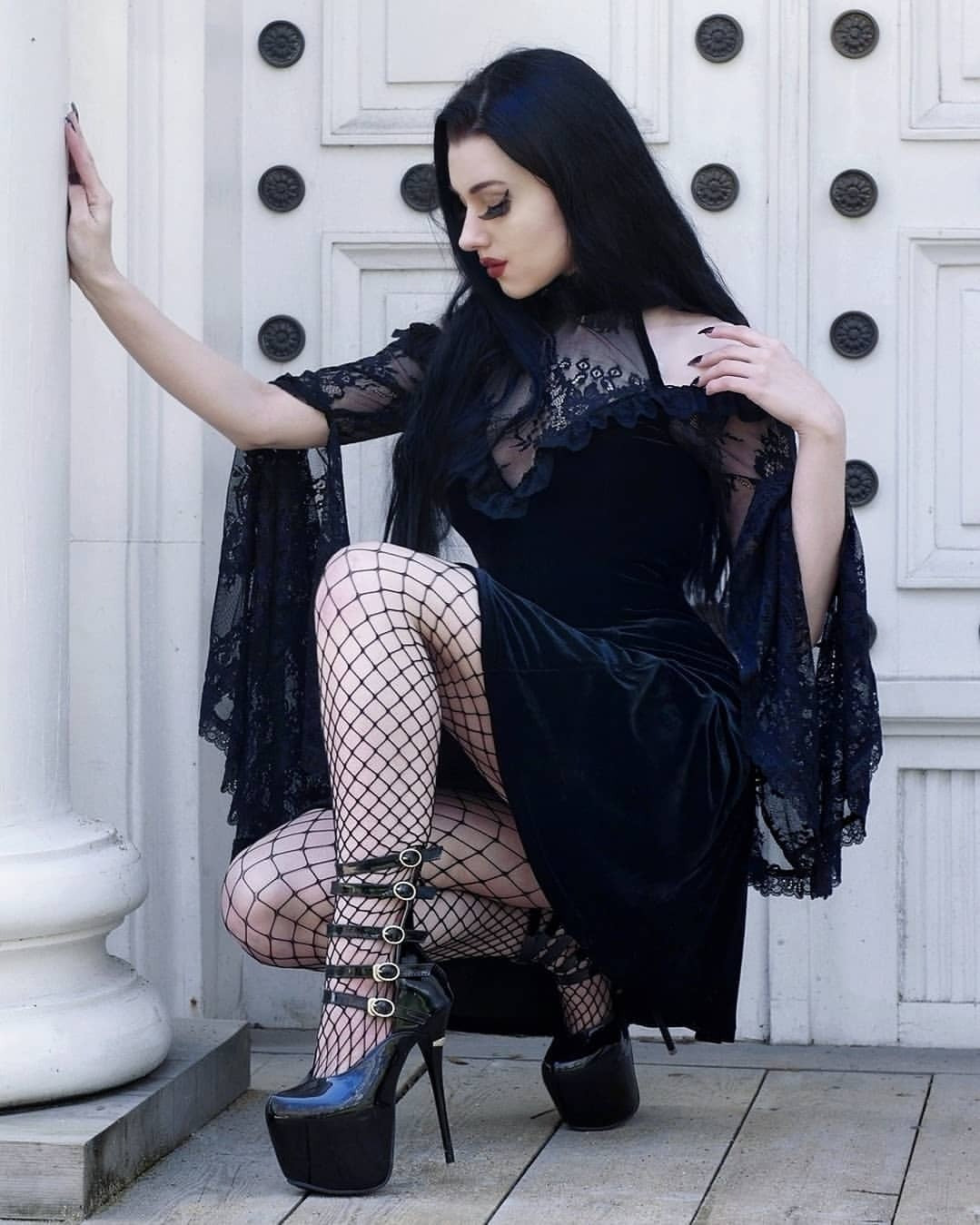 Dark Gothic Lace Panels Dress