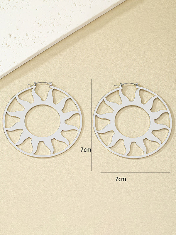 Hollow Solid Color Sun Earrings