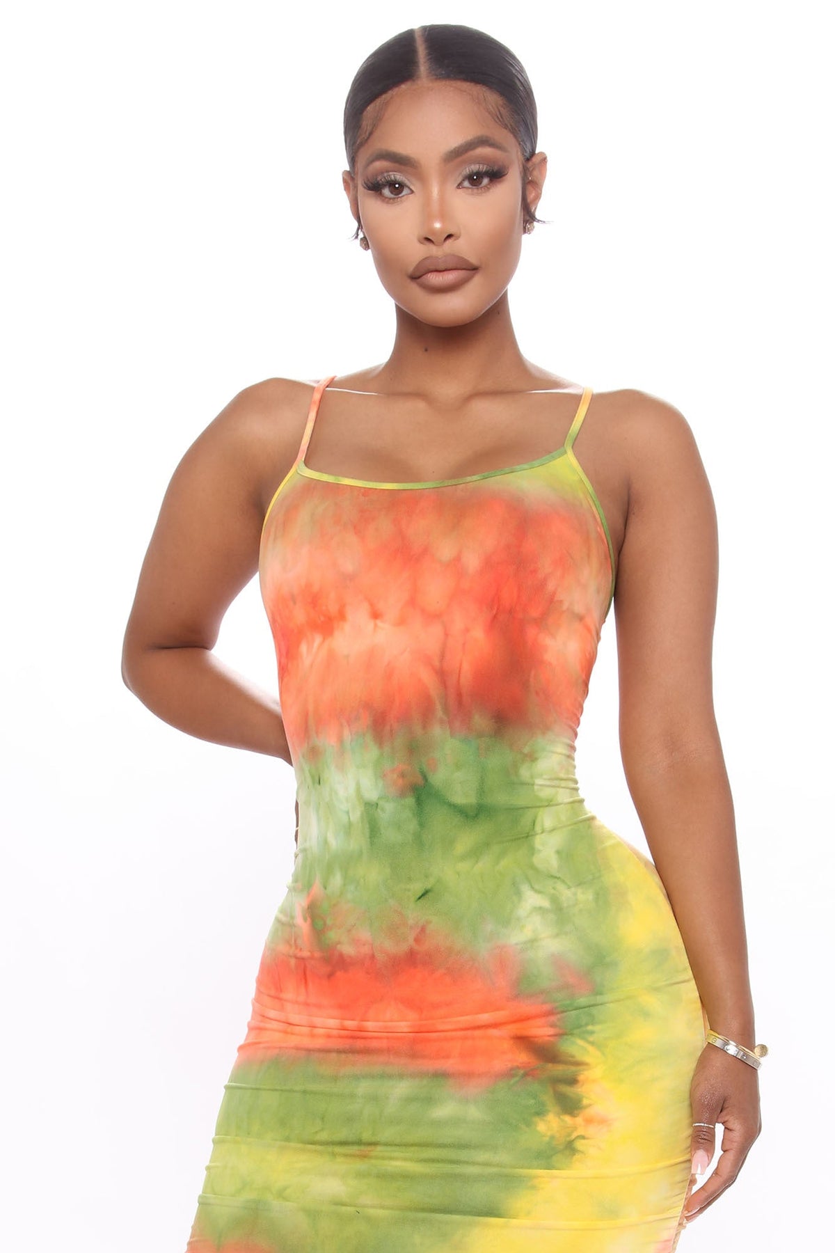 Good As Always Tie Dye Midi Dress - Orange/Combo