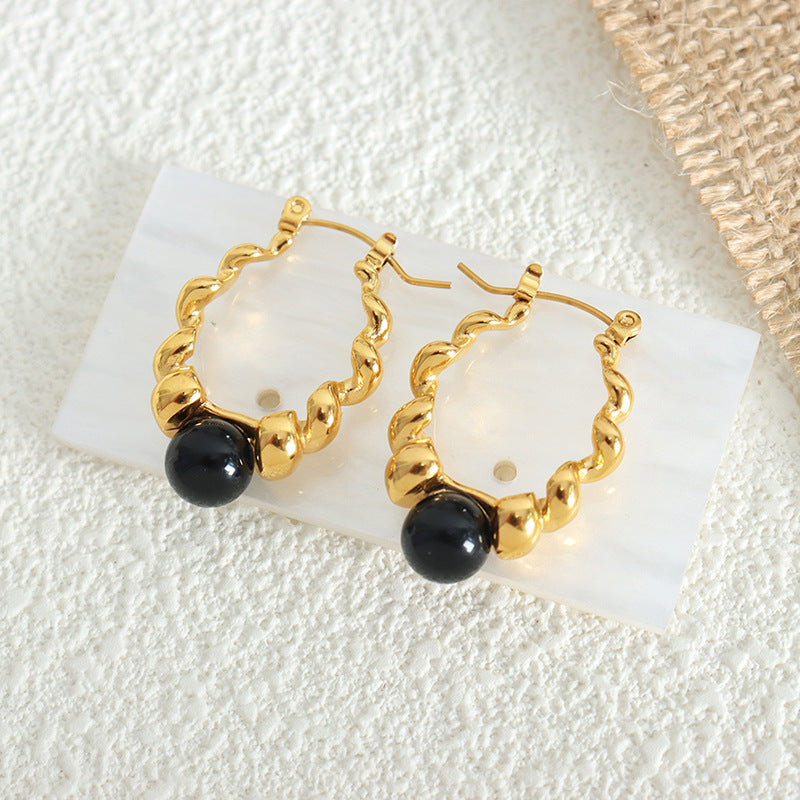 18K Gold Retro Fashion Hollow Thread Design Versatile Earrings