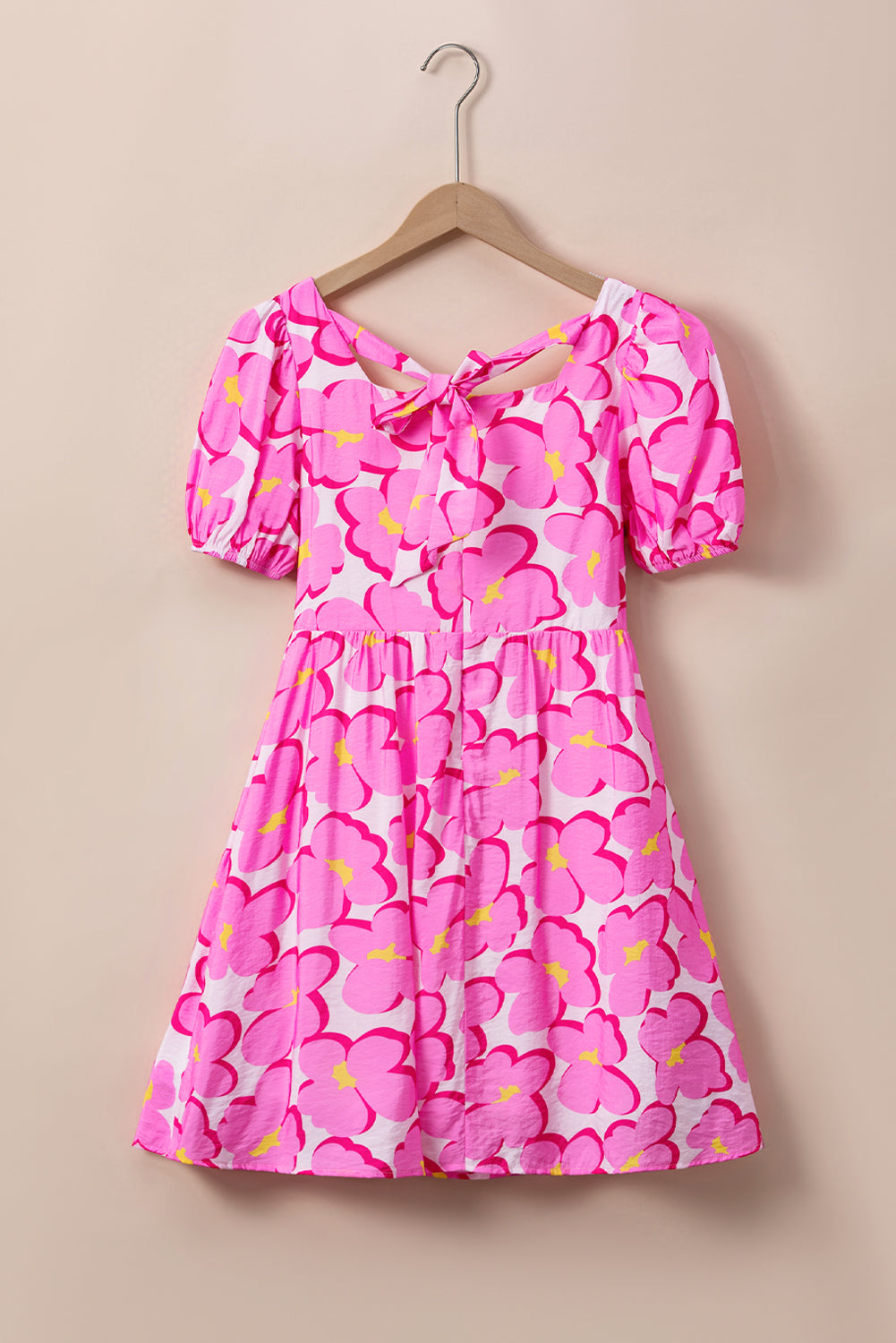 Floral Print Square Neck Empire Waist Flowy Dress