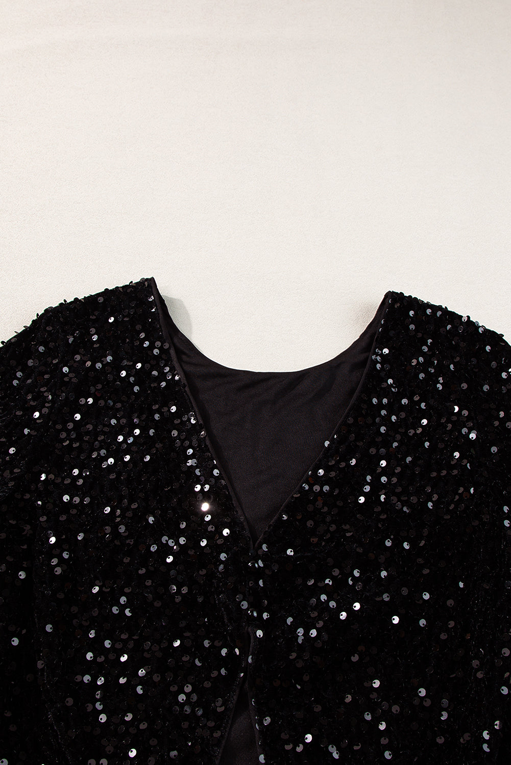 Black Sequin Long Sleeve Cutout Back Top | Women’s Glamorous Blouse