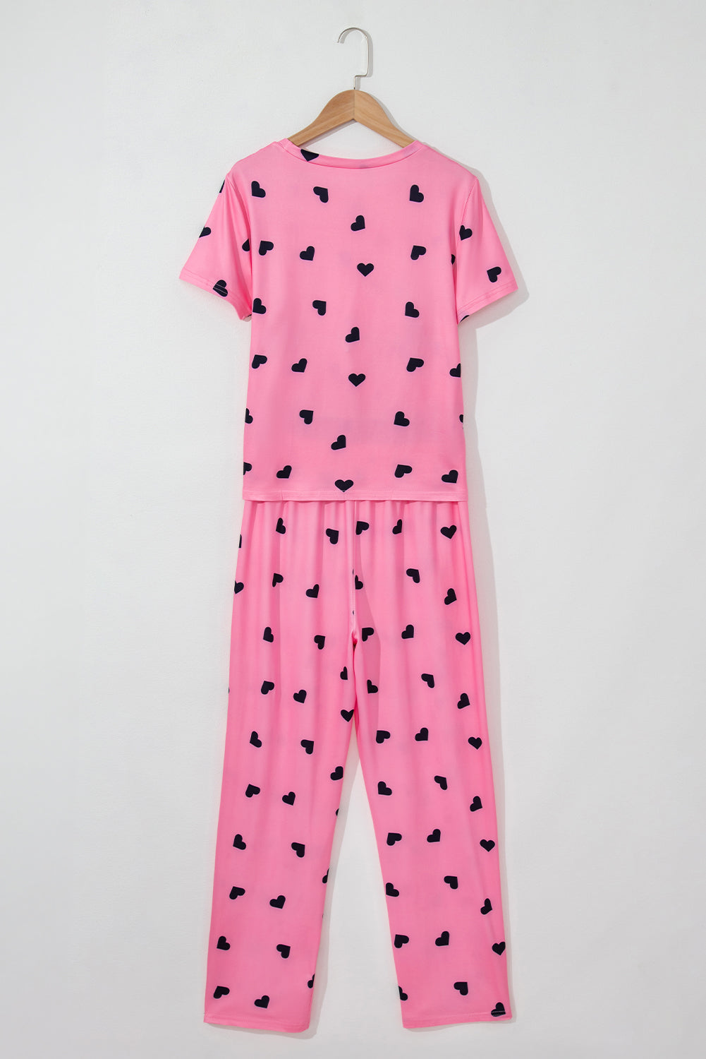 Pink Heart Print Tee and Pants Lounge Set