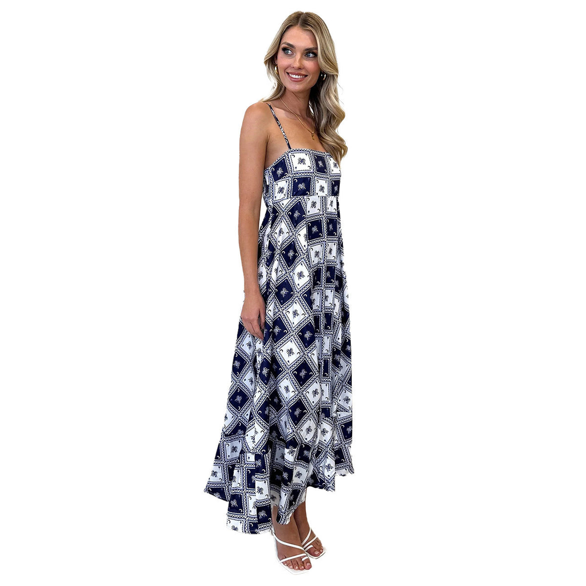 Floral Print Spaghetti Strap Slim Fit Patterned Casual Maxi Dress