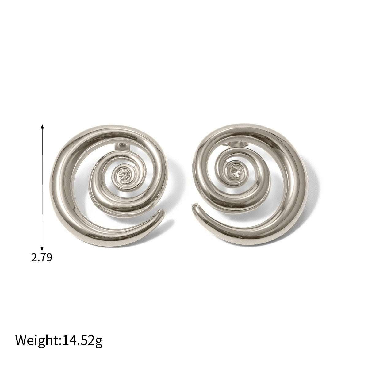 18k gold fashionable swirl diamond design simple style earrings