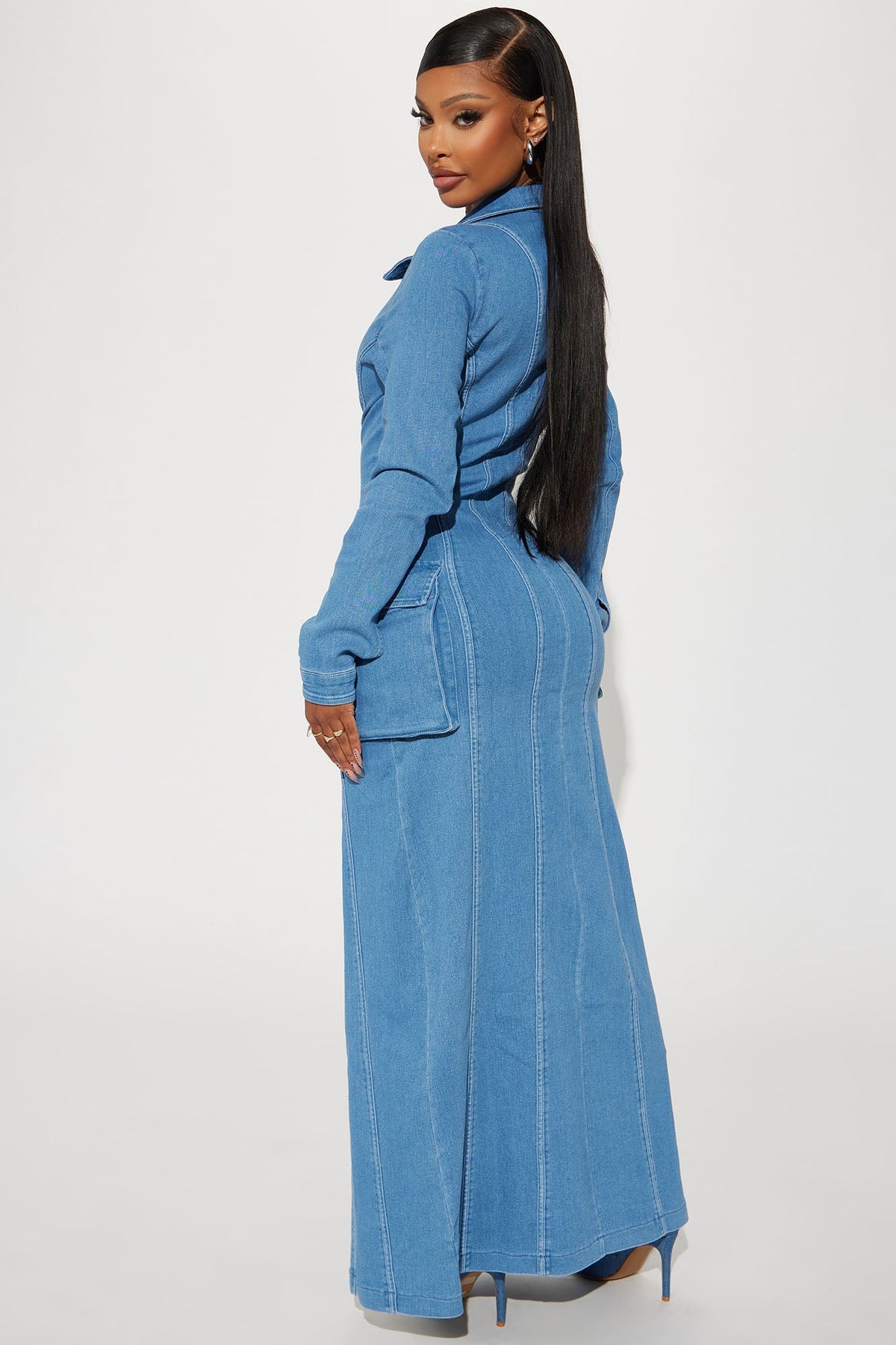 Brandy Denim Maxi Dress - Medium Blue Wash