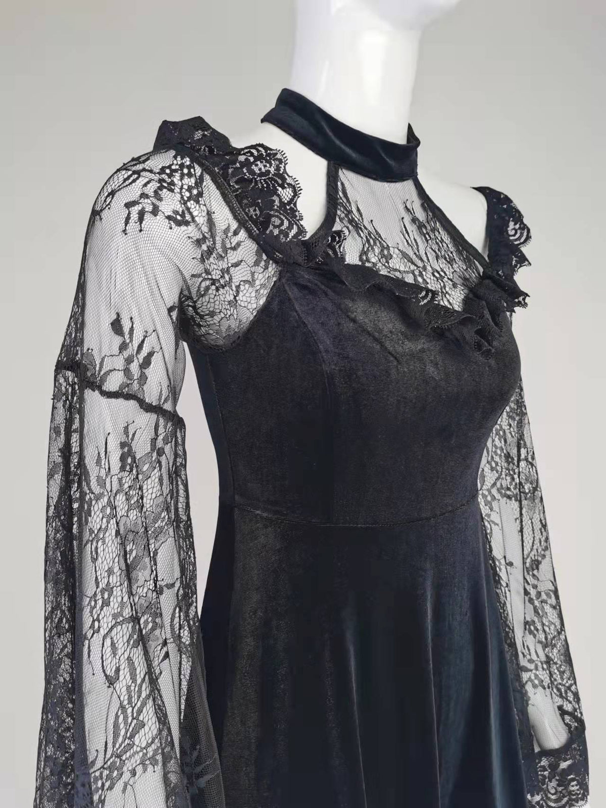 Dark Gothic Lace Panels Dress