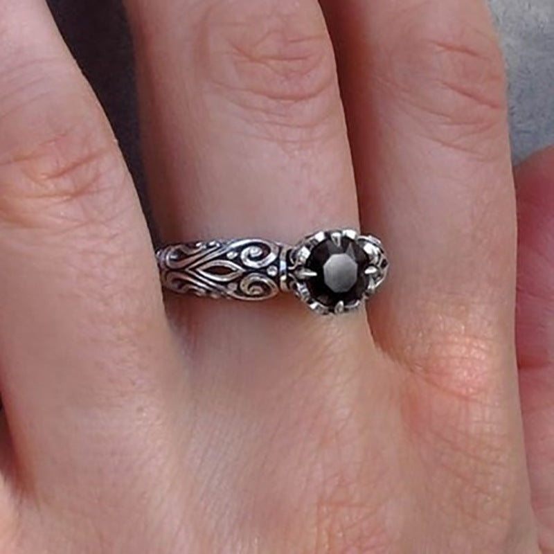 Black Simulated Onyx  Vintage Fashion Ring