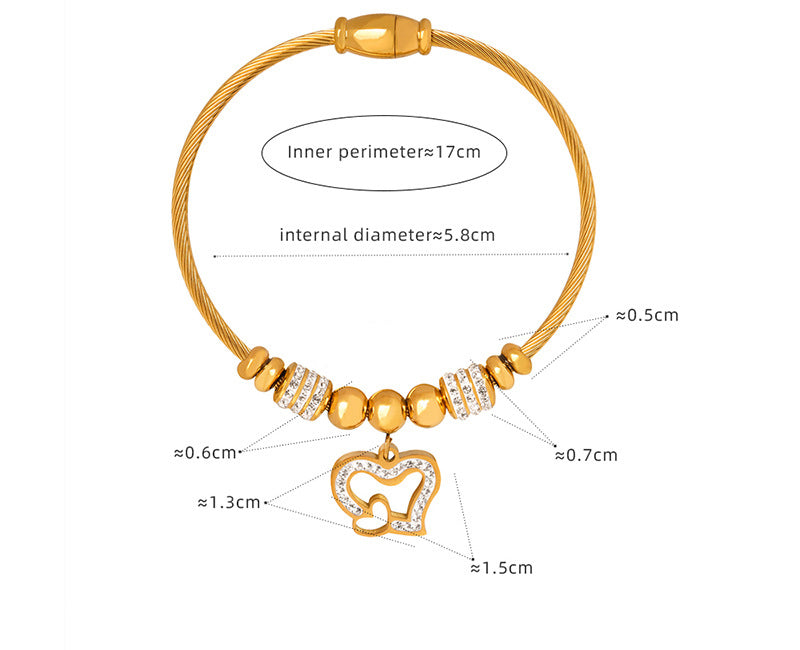 18K gold noble and dazzling love/star/round/six-pointed star/eyes/number 8/flower design bracelet