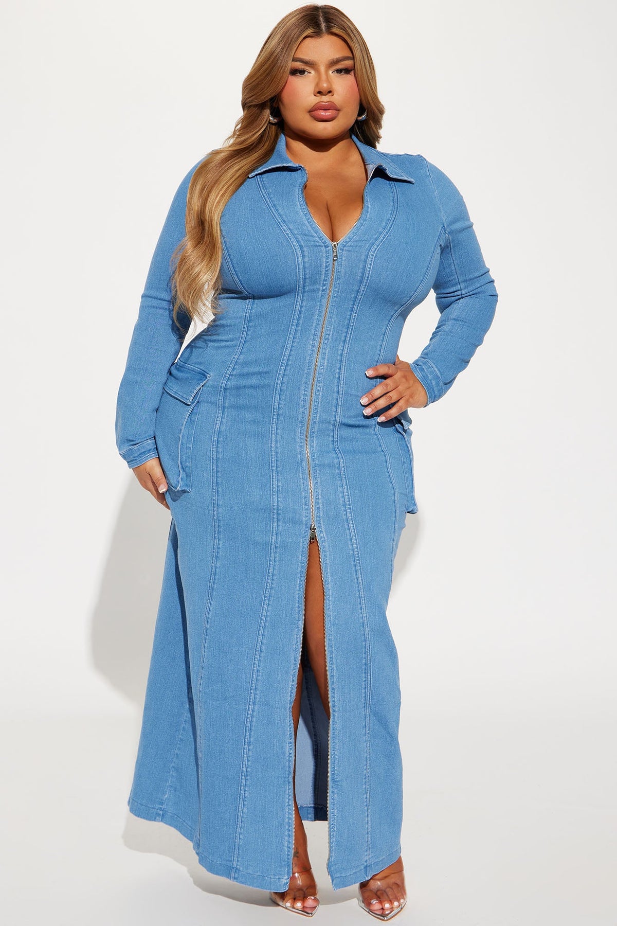 Brandy Denim Maxi Dress - Medium Blue Wash