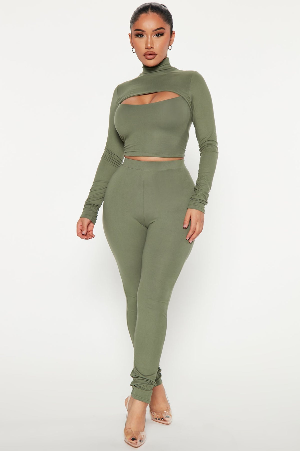 Baddie On The Go Legging Set - Olive