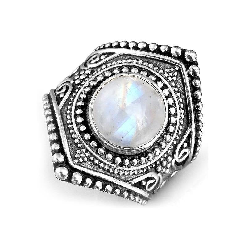 Vintage Style Moonstone Geometric Ring