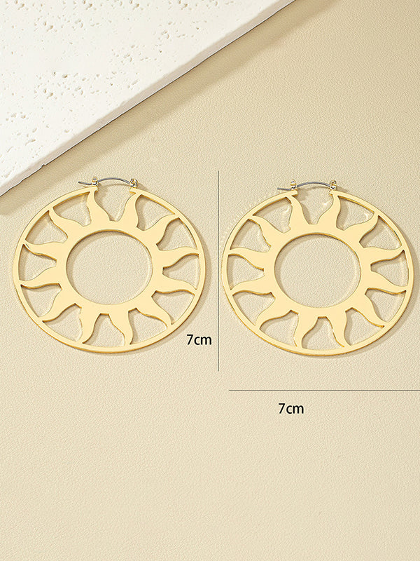 Hollow Solid Color Sun Earrings