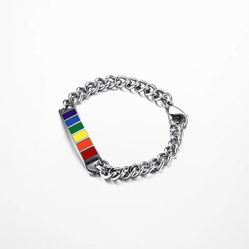 Silver Plated Alloy Rainbow Rope Chain Clasp Bracelet