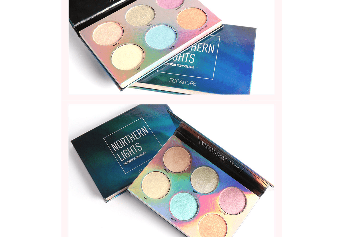 Focallure 6-Color Northern Lights Glow Highlight Palette