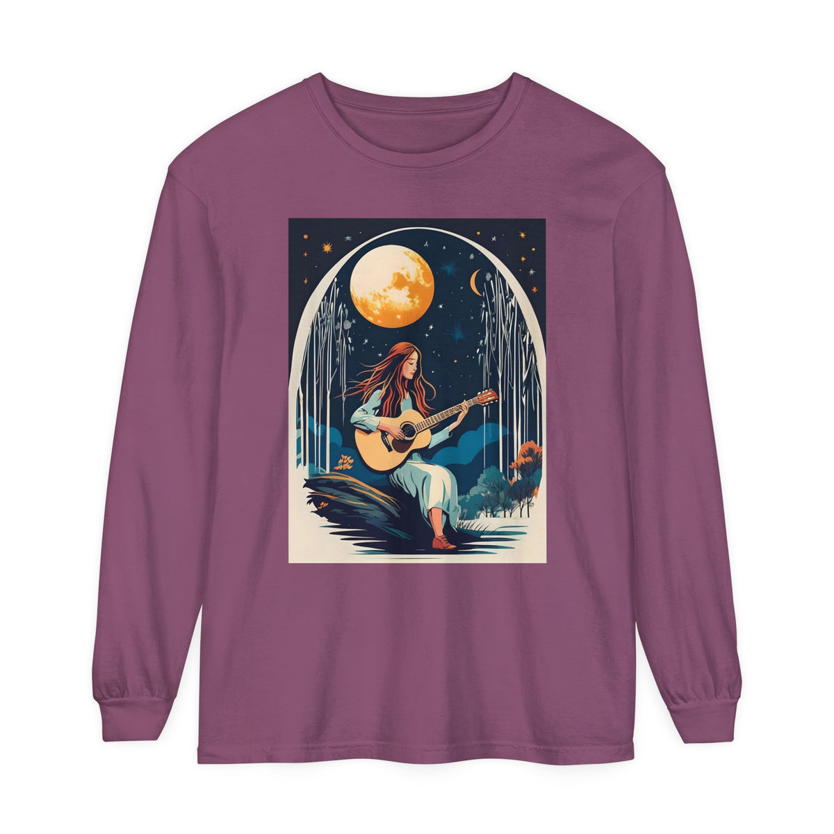 Night Melodies Unisex Garment-dyed Long Sleeve T-Shirt