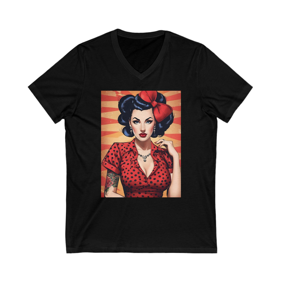 Doo Wop Drip Pinup Beauty Unisex Jersey Short Sleeve V-Neck Tee