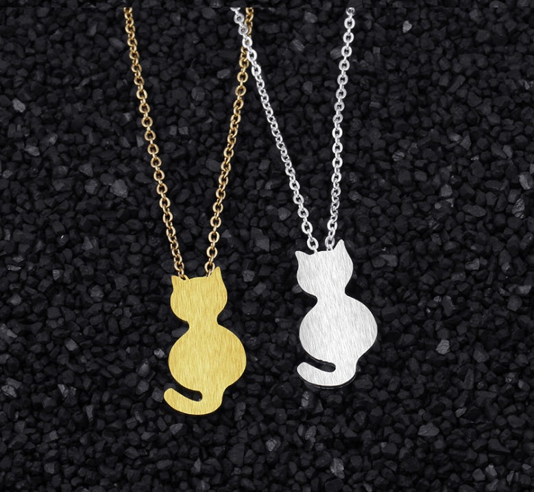 Plated Alloy Trendy Fashion Kitty Cat Necklace