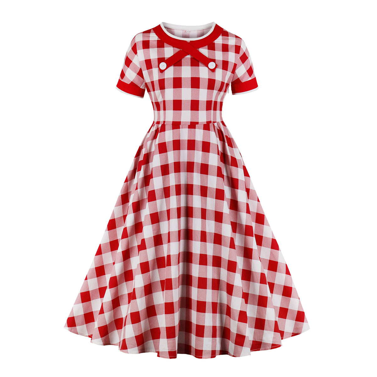 Buffalo Plaid Checked Retro Swing Dress